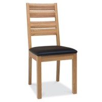 Bentley Designs Provence Oak Slatted Faux Leather pair of chairs in Brown 