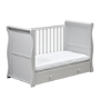 Grey Cot Bed with Drawer and 3 Adjustable Heights - East Coast Nebraska