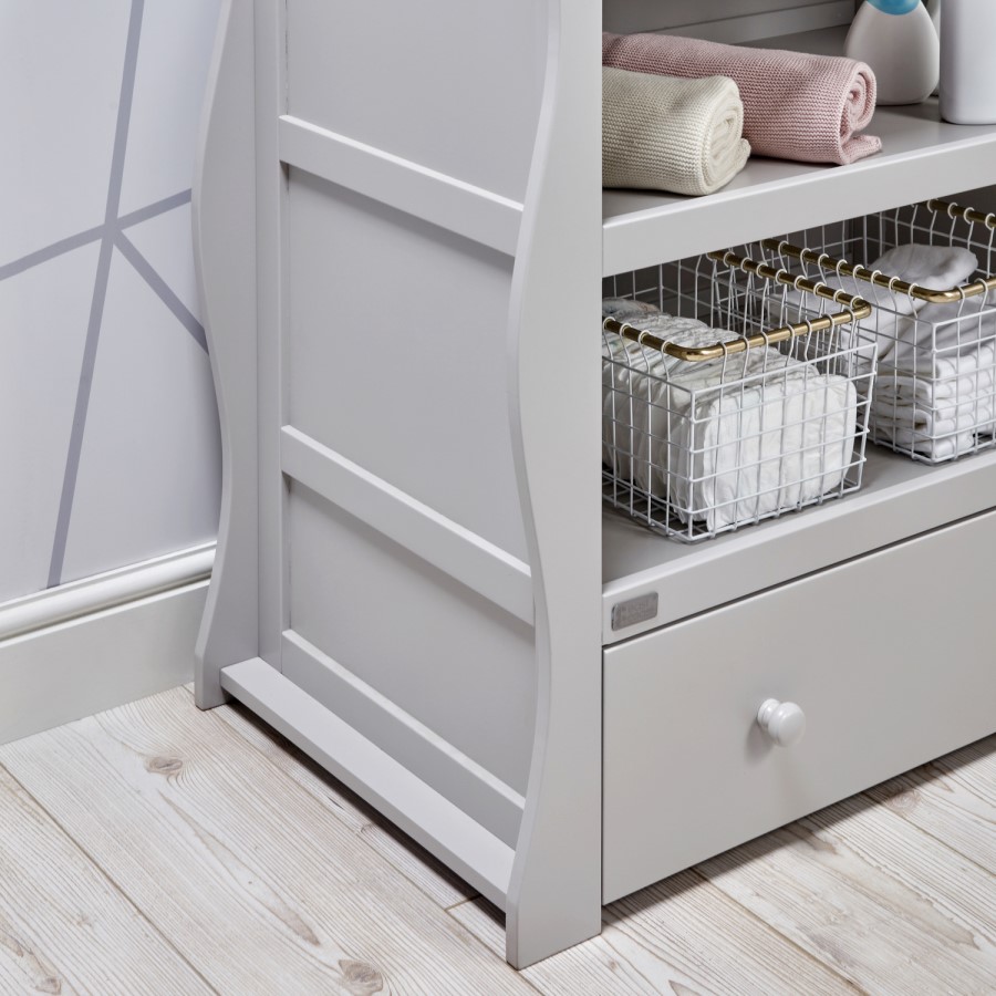 Grey Changing Table with Drawer and Storage Shelves -East Coast Nebraska