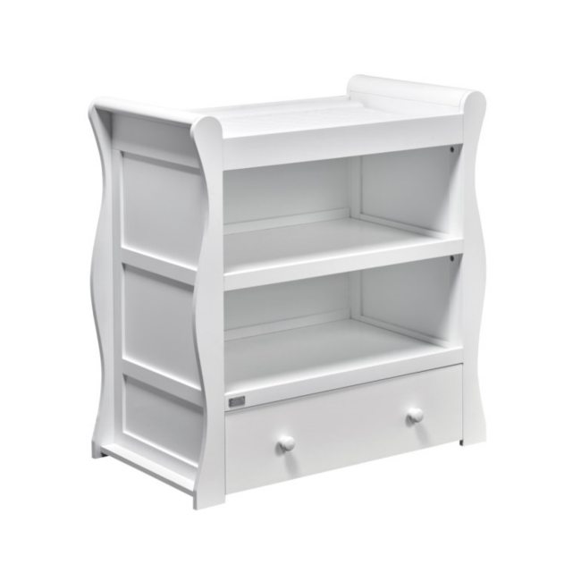 White Changing Table with Drawer and Storage Shelves -East Coast Nebraska