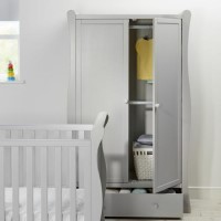 Grey Double Wardrobe with Drawer - East Coast Nebraska
