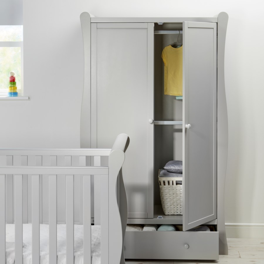 Grey Double Wardrobe with Drawer - East Coast Nebraska