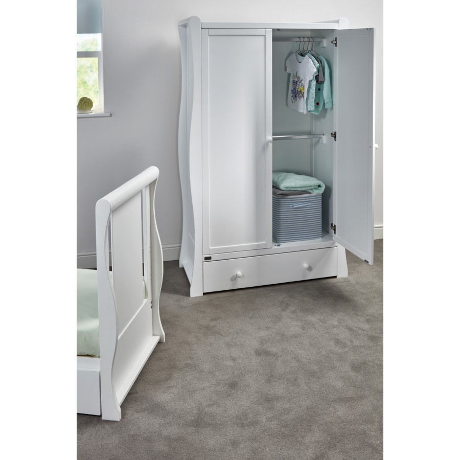 White Double Wardrobe with Drawer - East Coast Nebraska