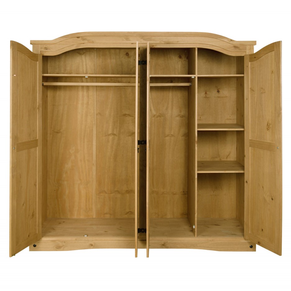 Corona Mexican 4 Door Wardrobe in Solid Pine Furniture123