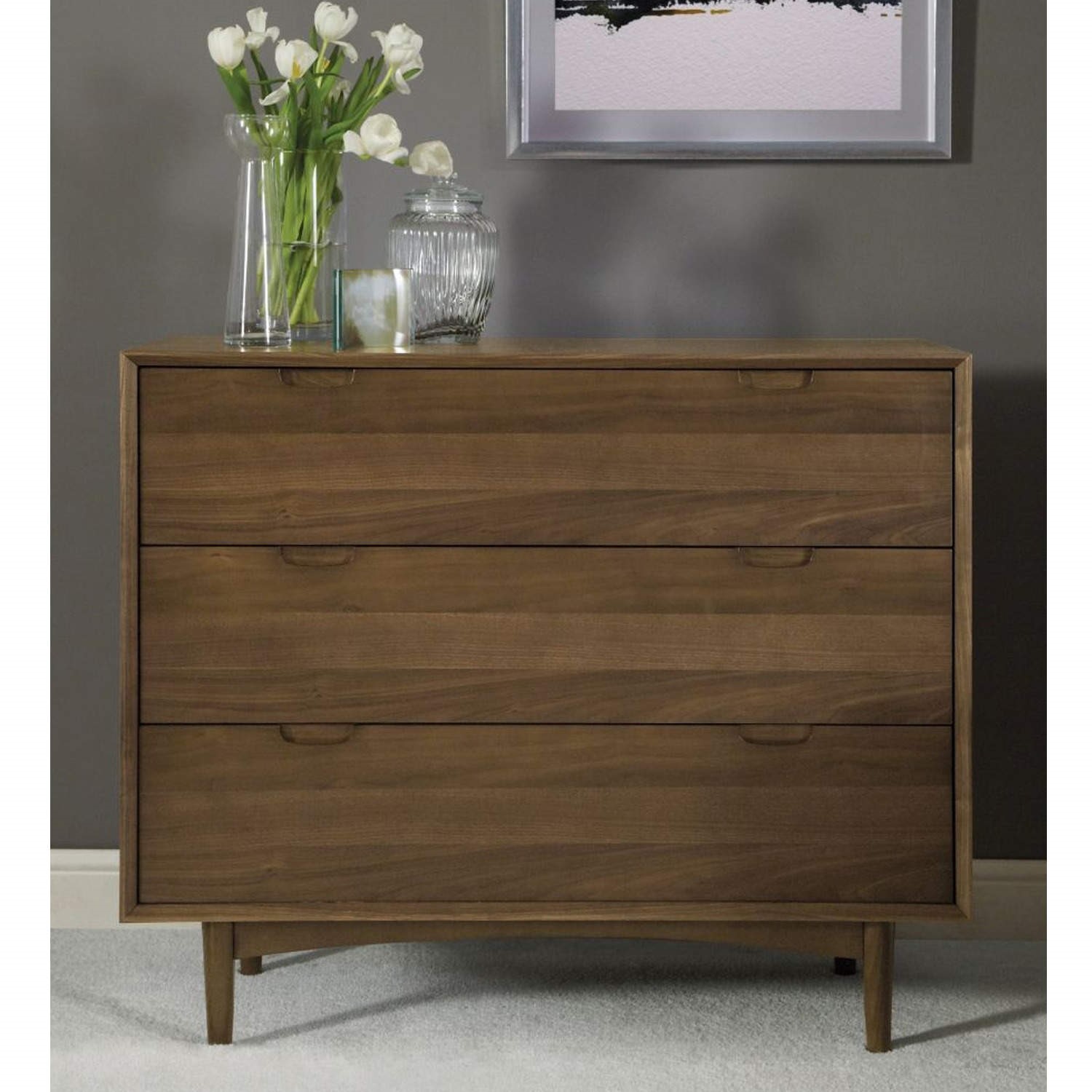 Bentley Designs Orbit Wide 3 Drawer Chest In Walnut Furniture123 6685