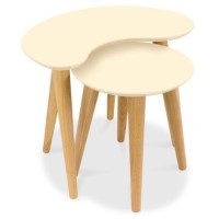 Bentley Designs Oslo Oak Nest of Tables with Ivory Tops