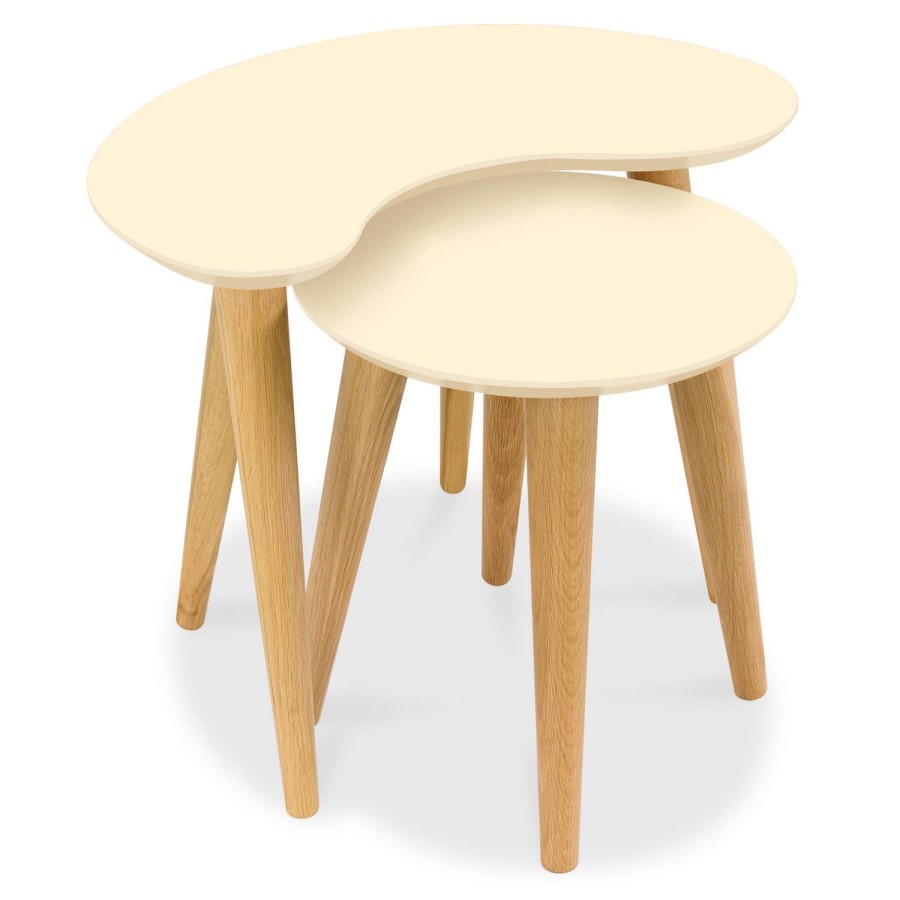 Bentley Designs Oslo Oak Nest of Tables with Ivory Tops