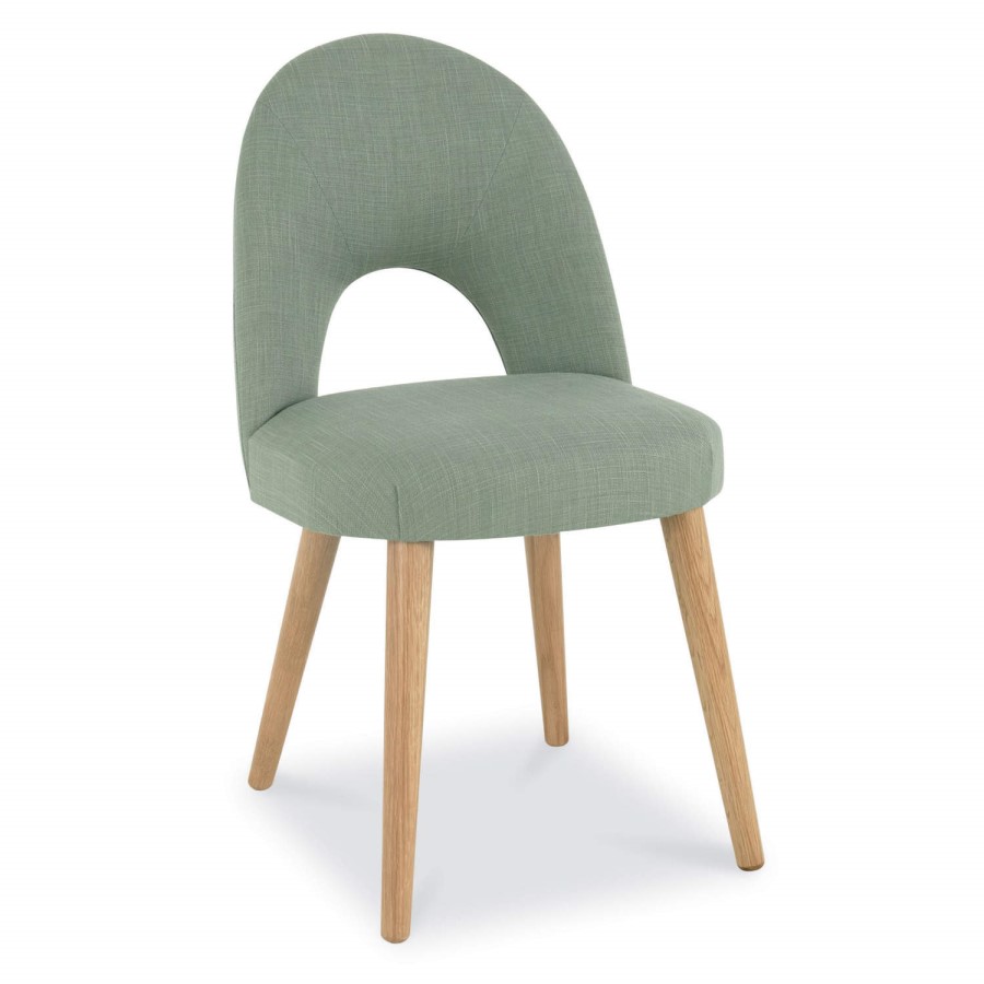 GRADE A1 - Bentley Designs Pair of Oslo Upholstered Dining Chairs in Aqua and Oak