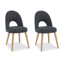 Bentley Designs Pair of Oslo Dining Chairs in Steel and Oak
