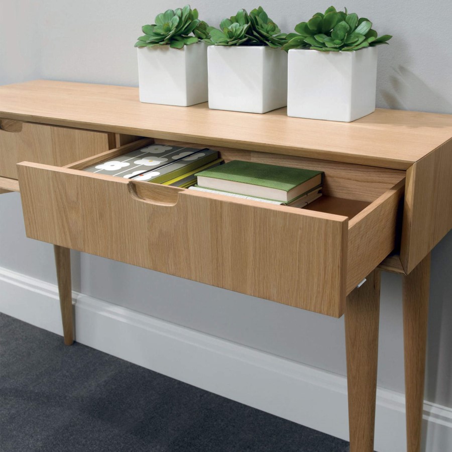GRADE A1 - Bentley Designs Oslo Oak Console Table with Drawers