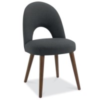 Bentley Designs Pair of Oslo Fabric Dining Chairs in Charcoal and Walnut