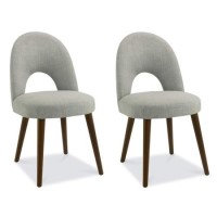 Bentley Designs Pair of Oslo Fabric Dining Chairs in Linen and Walnut