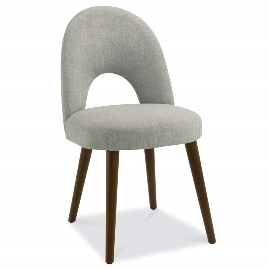 Bentley Designs Pair of Oslo Fabric Dining Chairs in Linen and Walnut