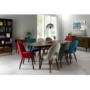 Bentley Designs Pair of Oslo Fabric Dining Chairs in Teal and Walnut