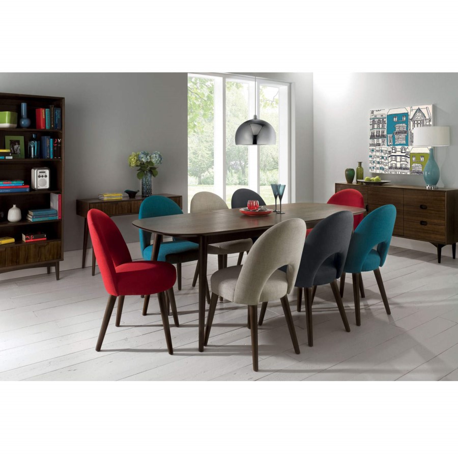 Bentley Designs Pair of Oslo Fabric Dining Chairs in Teal and Walnut