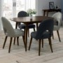 Bentley Designs Pair of Oslo Fabric Dining Chairs in Teal and Walnut