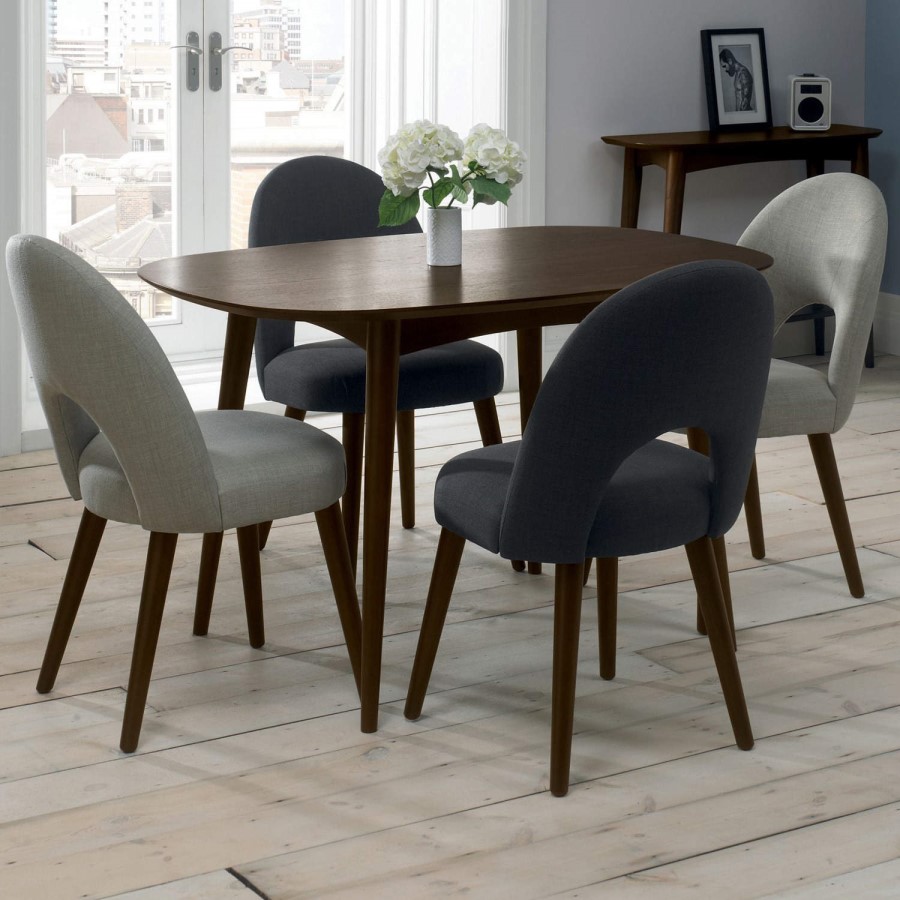 Bentley Designs Pair of Oslo Fabric Dining Chairs in Teal and Walnut