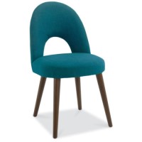 Bentley Designs Pair of Oslo Fabric Dining Chairs in Teal and Walnut Bentley Designs Pair of Oslo Fabric Dining Chairs in Teal and Walnut
