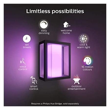 Philips Hue Outdoor Impress Wall Lantern Black - Wide