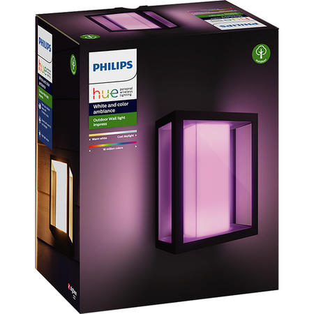 Philips Hue Outdoor Impress Wall Lantern Black - Wide