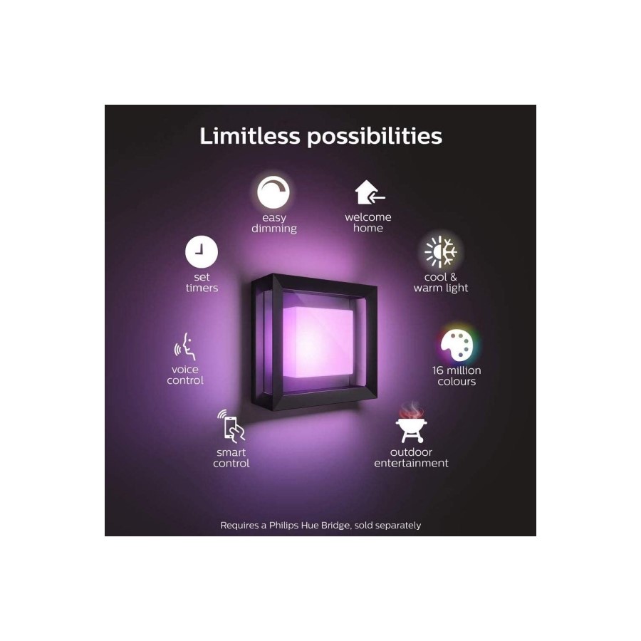 Philips Hue Econic Outdoor Wall Light Black