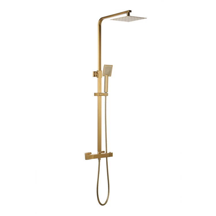 Brass Thermostatic Bar Mixer Shower Set with Square Overhead & Handset - Observa