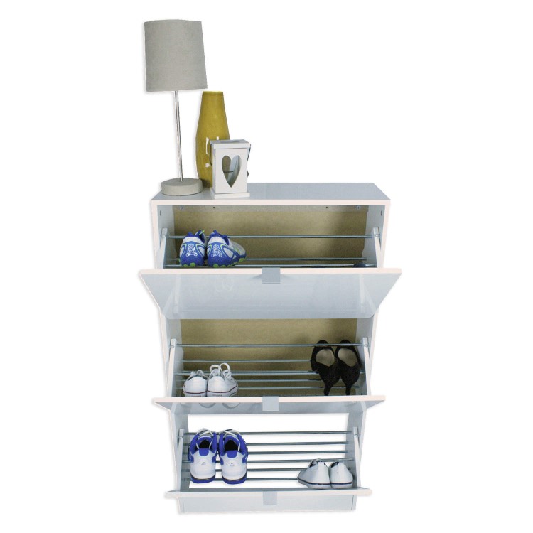 Billi Shoe Cabinet In White High Gloss - 18 Pairs