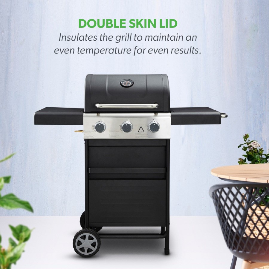 Dangrill 3 Burner Gas BBQ in Black