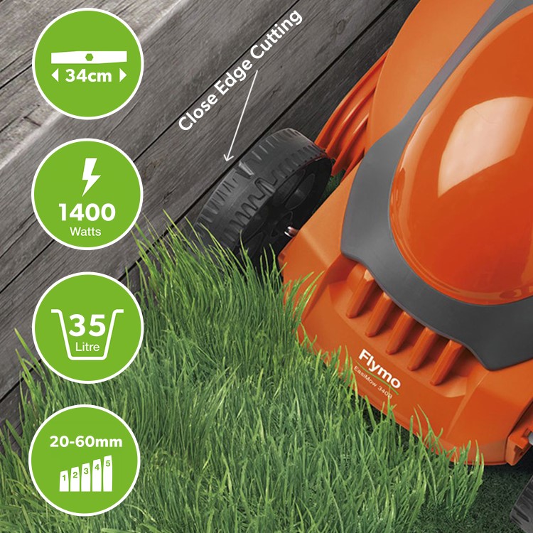 Flymo EasiStore 340R 34cm Rotary Corded Electric Lawnmower