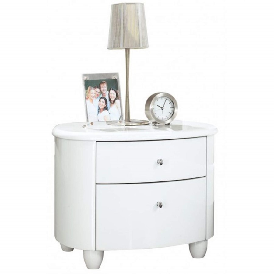 GRADE A3 - Birlea Furniture Aztec Nightstand in White High Gloss
