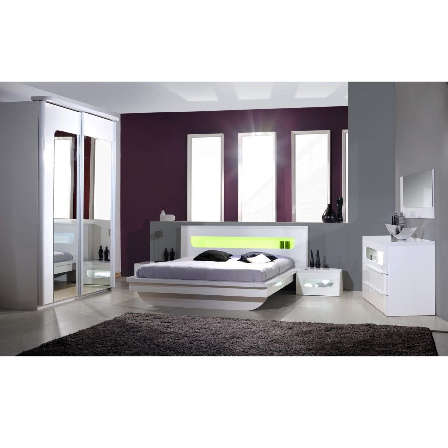 Tall Grey High Gloss Chest of 5 Drawers with Light - Sciae Opus 36