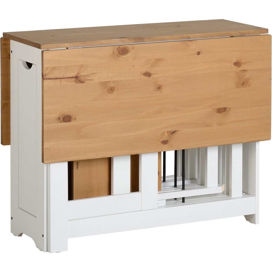 ONLY OPENED - Seconique Santos Butterfly Folding Dining Set in White and Pine