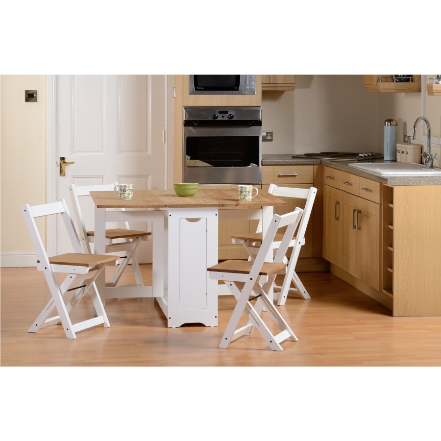 ONLY OPENED - Seconique Santos Butterfly Folding Dining Set in White and Pine