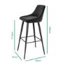 GRADE A2 - Macie Grey Velvet Bar Stool with Black Legs