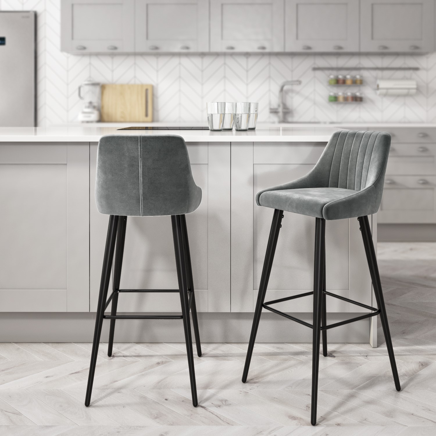 macie upholstered grey counter stool