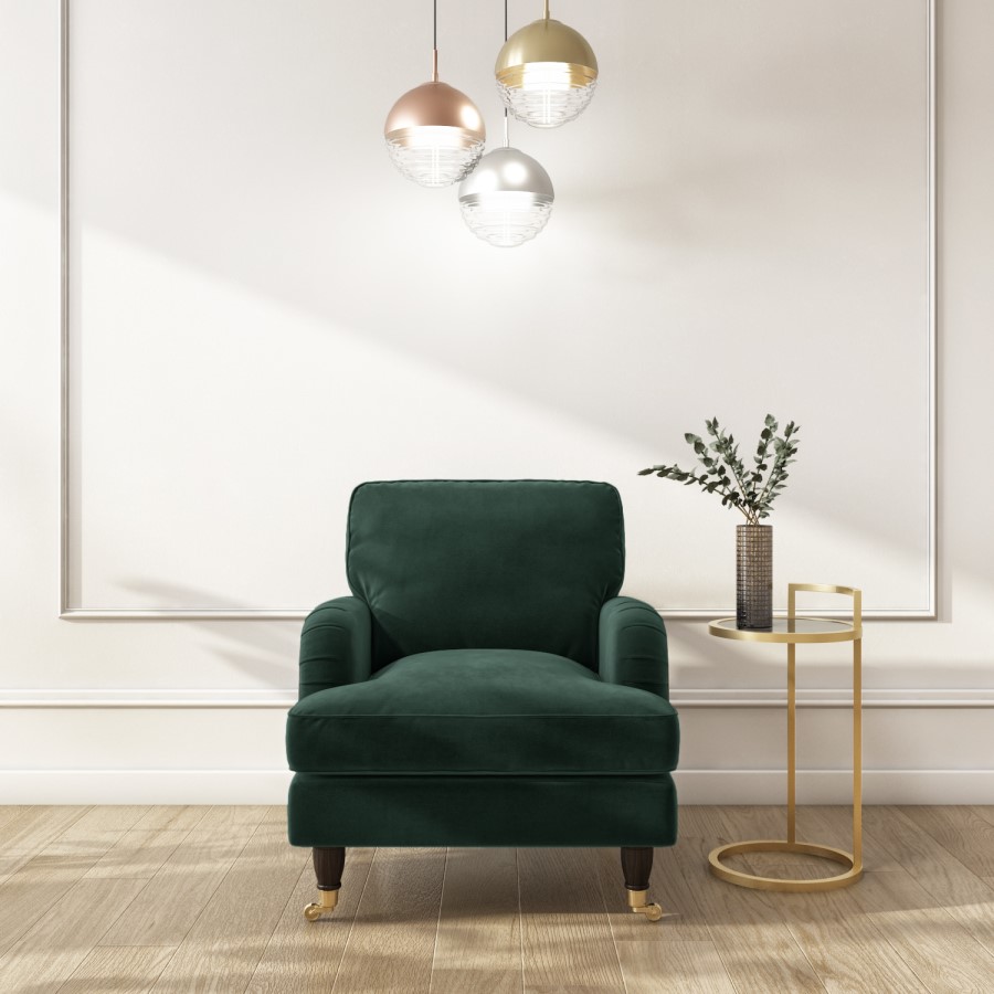 GRADE A2 - Dark Green Velvet Armchair - Payton