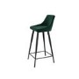GRADE A1 - Dark Green Velvet Bar Stool with Back - 77cm - Macie