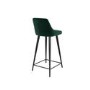 GRADE A1 - Dark Green Velvet Bar Stool with Back - 77cm - Macie