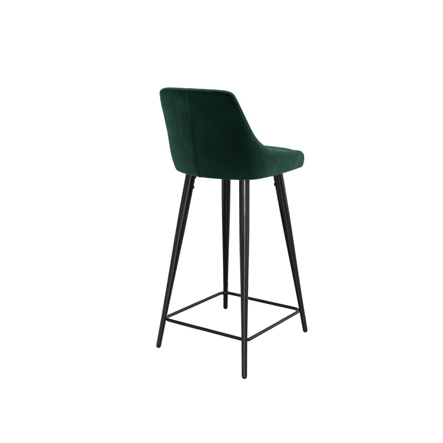 GRADE A1 - Dark Green Velvet Bar Stool with Back - 77cm - Macie