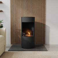 GRADE A1 - Freestanding Bioethanol Round Stove in Matte Black - AmberGlo 