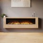 ONLY OPENED - 70 Inch Oak Wall Mounted Fire