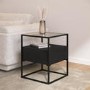 ONLY OPENED - Square Black Glass Top Side Table with Storage - Akila