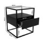 ONLY OPENED - Square Black Glass Top Side Table with Storage - Akila