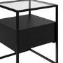 ONLY OPENED - Square Black Glass Top Side Table with Storage - Akila