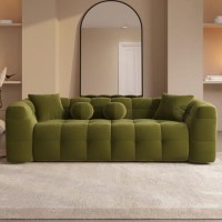 ONLY OPENED - Olive Green Velvet 3 Seater Cloud Sofa - Alessia ONLY OPENED - Olive Green Velvet 3 Seater Cloud Sofa - Alessia
