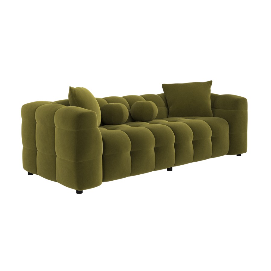 ONLY OPENED - Olive Green Velvet 3 Seater Cloud Sofa - Alessia
