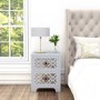 GRADE A2 - Alexis Mirrored 2 Drawer Bedside Table in Pale Grey with Carved Detail
