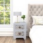 Grey Mirrored Boho 2 Drawer Bedside Table - Alexis