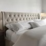 ONLY OPENED - Beige Velvet Super King Ottoman Bed With Legs - Amara