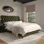 ONLY OPENED - Olive Green Velvet King Size Ottoman Bed With Legs - Amara